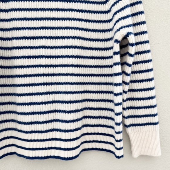 J. Crew Ribbed Cashmere Turtleneck Sweater Pullover Stripe Knit Classic Prep XS - Picture 6 of 12